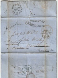 1856 MISSENT TO WORCESTER & E/NR TPO ON REDIRECTED LEGACY DUTY E/L JOSEPH WHITE - Picture 1 of 2