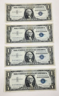 One Dollar Silver Certificate, EX. ,  Blue Seal US 1957 Lot Of 4 - Image 1 of 2
