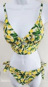 Top de bikini de 2 piezas con diseño de limón Wave Zone = PEQUEÑO pantalones con corbata lateral = MEDIANO - Imagen 1 de 16