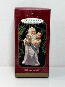 Hallmark Welcome To 2000 recuerdo adorno de Navidad padre tiempo y bebé 2000 - Imagen 1 de 2