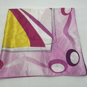 Bufanda Avon Far Away Estampado Retro Años 60’s Mod Inspirada Rosa Amarillo Abstracto - Imagen 1 de 13