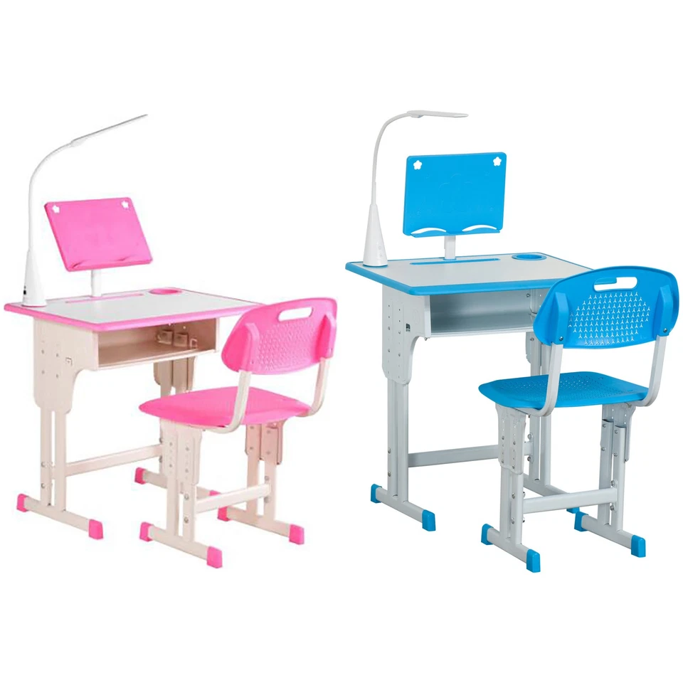 HOMCOM Banco con Sedia per Bambini 6-12 Anni Altezza Regolabile Lampada - Immagine 1 di 1