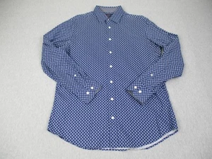 Charles Tyrwhitt Shirt Mens Medium Blue White Slim Fit Geometric Print Button Up - Picture 1 of 13