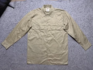 Dickies Work Shirt Mens Medium Khaki Long Sleeve Button Front Utility Uniform - Picture 1 of 9