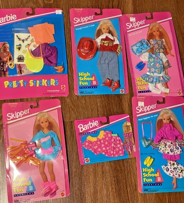 Early 90's 6 Mattel Barbie Skipper Clothing Lot In Packaging - Image 1 of 4