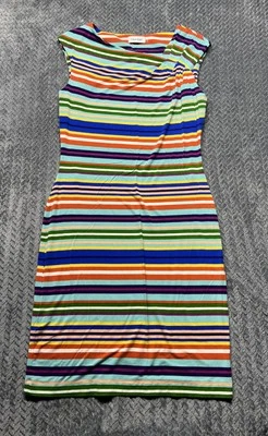 Calvin Klein Dress Women's Size 6 Sheath Fitted Sleeveless Stretch Striped Multi - Image 1 of 4