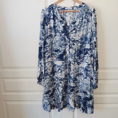Minivestido camisero Madewell para mujer azul azul rosa azul crepé cintura corbata talla 16 Foto 1 de 4