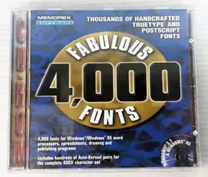 Memorex Software 4000 Fabulous Fonts PC CD-ROM Computer Software Win95 w/ Case - Picture 1 of 3