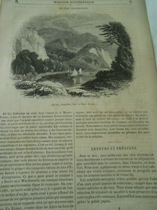 Le Lac Catherine dans Haute Ecosse 1839 Gravure Print Article - Bild 1 von 1