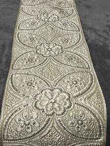 Gold Quilted Table Runner With Gold Sequined Flowers 71” X 13” - Picture 1 of 4