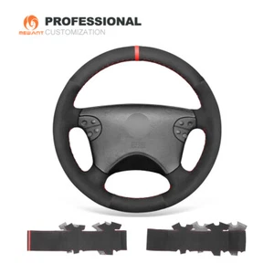 Cubierta de volante de coche gamuza negra para Mercedes-Benz W208 C208 W210 W463 - Imagen 1 de 11