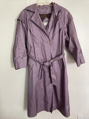 复古 British Mist Shimmer Mauve 紫色风衣雨衣女式 18 码 — 第 1/4 张图片