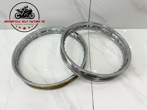 Chrome Steel Wheel Rims - Front & Rear Pair For Honda XR75 (1973-1978)