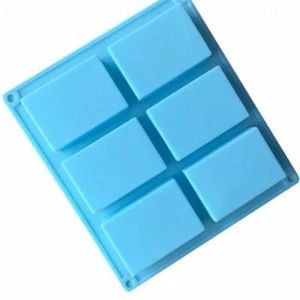 6 cavidades rectangulares silicona pastel espuma pudín jabón hecho a mano molde vela - Imagen 1 de 3