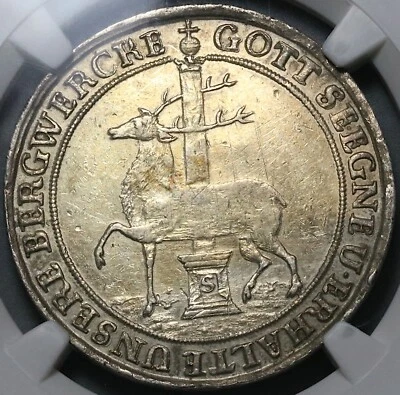 1718-IIG NGC AU Stolberg Stag 2/3 Thaler 24 MG German State Coin (23031603C) - Image 1 of 4