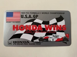 AYRTON SENNA 1991 Formula 1 F1 World Champion Honda Win Sticker USA Grand Prix - Picture 1 of 3
