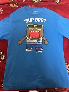 Domo ‘Sup Bro?’ T-Shirt Adult Size Large Blue Graphic Short Sleeve Mens - Picture 1 of 3