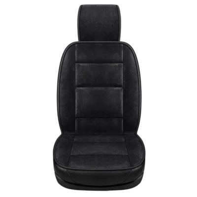 Single Row Seat Plush Car Cushion Warm Chair Protector Cover Accessory Black - Image 1 of 4