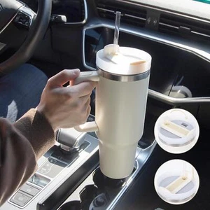 Thermobecher ToGo 1200ml 40oz mit Strohhalm & Henkel Kaffeebecher Heiß Kalt - Bild 1 von 23