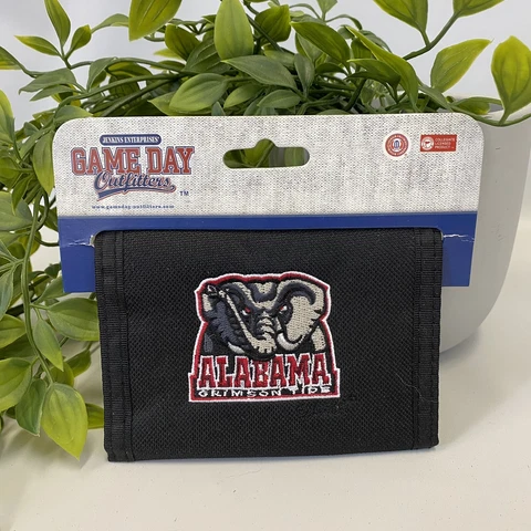 University of Alabama Wallet Hook & Loop Black Embroidered Logo New Crimson Tide Cover