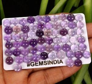 75 Stck. Natürlicher Amethyst 8 mm Rund Cab Lose Unbehandelt Edelsteine Großhandel Posten - Bild 1 von 5