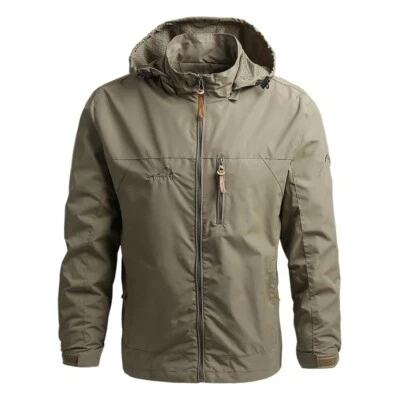 Windbreaker Men Tactical Jacket Waterproof Outdoor Hooded Coat Sports outwear - Image 1 of 4
