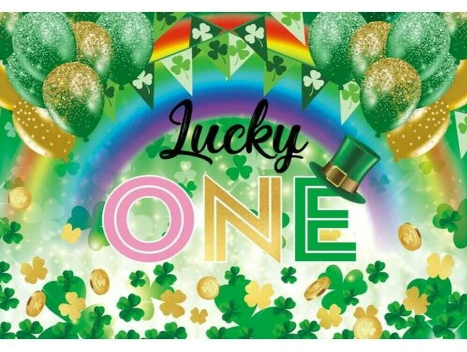 Telón de fondo feliz día de San Patricio trébol fondo arco iris 4 pies X 5,5 pies Foto 1 de 1