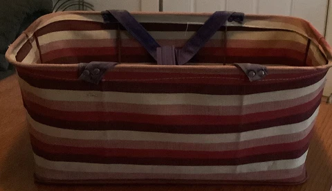 Vintage HANDY FOLDING PAIL CO." NEW YORK, N.Y. Canvas  Shopping Basket MCM Cover
