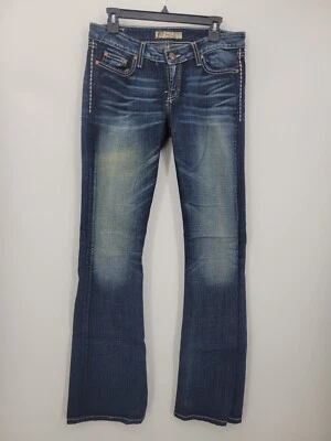 BKE Buckle Jeans Womens 20 Sabrina Dark Faded Wash Flare Leg Low Rise Blue Denim - Image 1 of 4