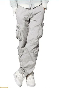 Match & Matchstick Men's Silver Gray Wild Cargo Cotton Pants Sz 5XL 42 NEW - Picture 1 of 11