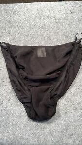 Culotte de bikini vintage à cordes Avon taille 2X tissu mousseline de soie crêpe noire