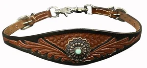 Showman Two-Tone Tooled Leather Wither Strap - Picture 1 of 1