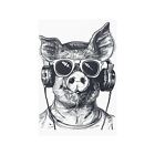 Plakat DJ Chubs, śmieszna świnia nosząca słuchawki i odcienie dekoracja ścienna, prezent dla przyjaciela