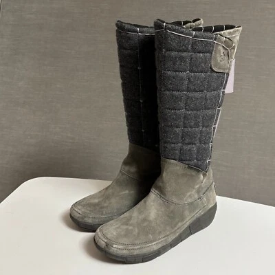 Cushe Boots 6 Gray Suede Tall Waterproof Winter Snow Quilt Trip Comfort Warm - Image 1 of 4
