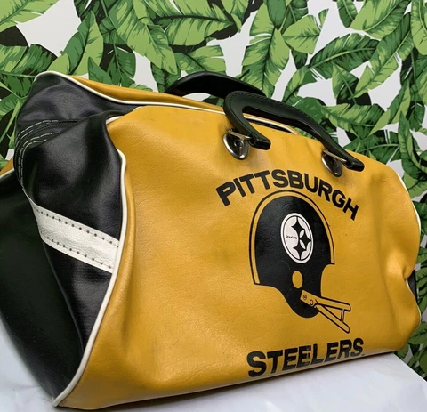 Vintage 1970's Pittsburgh Steelers Vinyl Travel Gym Bag NFL Football Carry On Cover