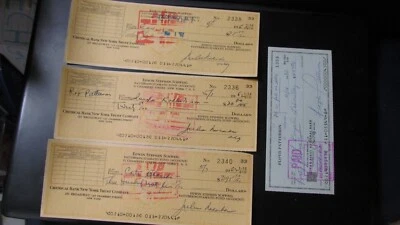 Floyd Patterson Autograph Hand Signed Check with 3 Training Camp Checks - Image 1 of 4