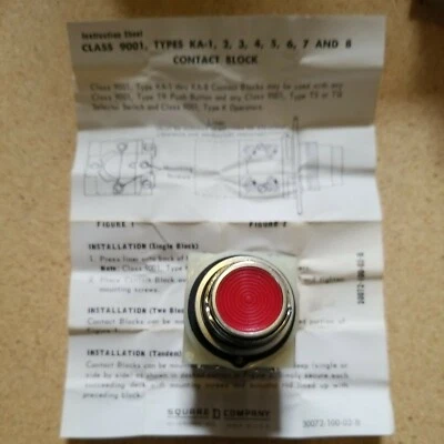 Square D Red Pushbutton PN 9001TR2BRED, w/KA-1 contact blocks, NOS. - Image 1 of 4