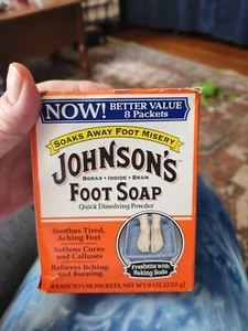 Johnson's Foot Soap Dissolving Powder 8 Packets Discontinued - Picture 1 of 4