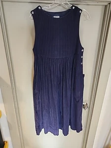 80s Laura Ashley Navy/ Purple Striped Corduroy Jumper. Size 6. Fall With Pockets - Picture 1 of 8
