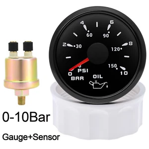 2'' 52mm Oil Pressure Gauge 0-150PSI 0-10Bar Press Meter With 1/8NPT Sensor Kit - Picture 1 of 16