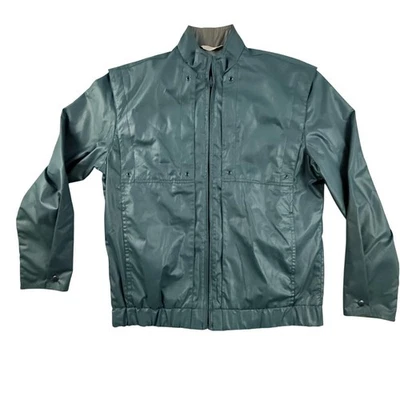 Chaqueta cortavientos vintage solo para miembros para hombre pequeña azul verdoso cremallera completa abrigo años 80 Foto 1 de 4