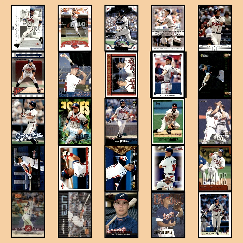 Chipper Jones Lot 25 Baseball Cards 2001 Fleer Genuine Atlanta Braves Set MLB NM Foto 1 de 4
