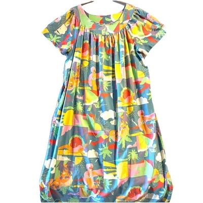 Vestido Vintage Montgomery Ward 2X XX Muumuu Escena Playa Mumu Años 60 Foto 1 de 4