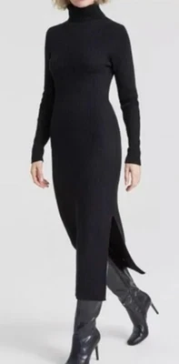 Nuevo con etiquetas Vestido Suéter Charter Club Luxury L 100% Cachemira Cuello Alto, Negro $229 Foto 1 de 4