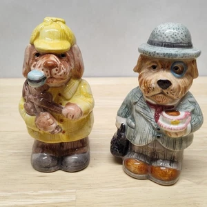 Vintage 1994 Sherlock Holmes and Watson dog salt and pepper shakers - Picture 1 of 14