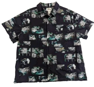 Disney Silly Symphony Skeleton Dance Camisa Negra con Botones Para Hombre XL Camisa de Campamento - Imagen 1 de 12
