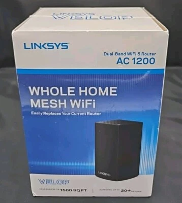 Linksys Velop AC1200 2 Port Intelligent Mesh Wireless Router - Black Brand New - Image 1 of 4