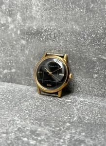 RAKETA BLACK gold plated au20 USSR VINTAGE soviet Watch Mechanical -Serviced- - Picture 1 of 16