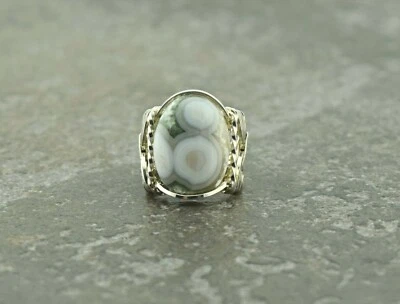 Sterling Silver Ocean Jasper Cabochon Wire Wrapped Ring  - Image 1 of 4