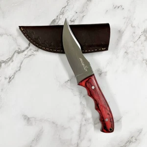 Cuchillo de caza Full Tang hecho a mano de 9 pulgadas mango de madera roja con funda de cuero - Nuevo - Imagen 1 de 13